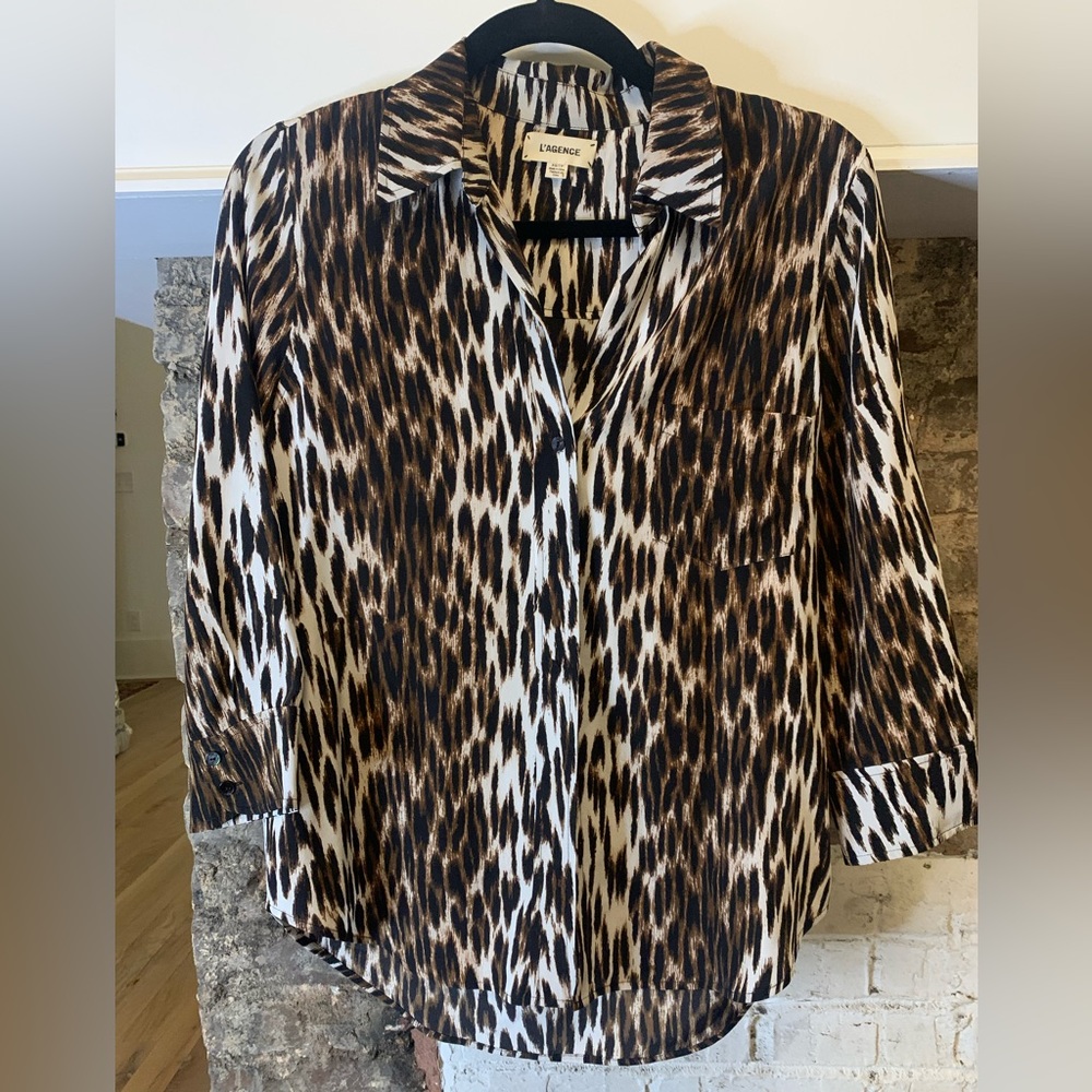 Animal print silk blouse by L’Agence (XS)